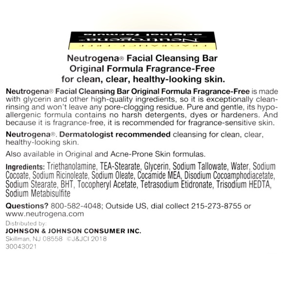 🌺Neutrogena Original Formula Facial Cleansing Bar Dermatologist Tested NIB - Picture 2 of 2